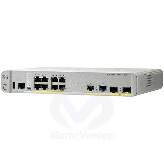 Switch Cisco Catalyst  a 8 PoE Ports 10/100/1000 BaseT et 2 x SFP WS-C3560CX-8PC-SWS-C3560CX-8PC-S