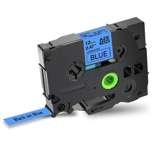 RUBAN AIMO E1000 PRO NOIR/BLEU 12MM COMPATIBLE AVEC BROTHER AZE-531