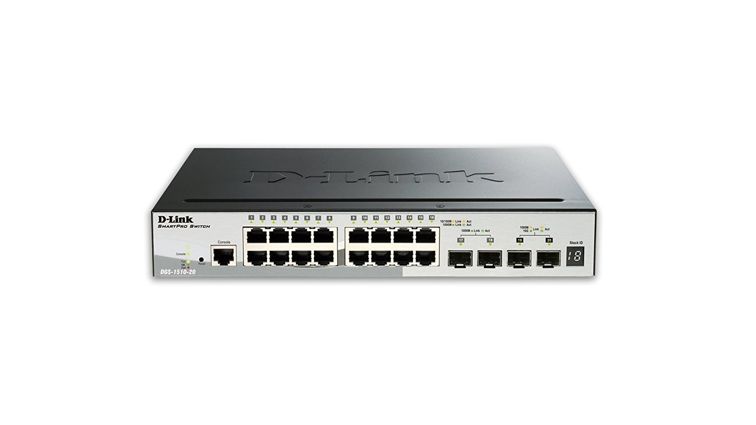 Smart switch 16 ports 10/100/1000 Mbps + 2 SFP Gigabits + 2 SFP+ 10 G DGS-1510-20