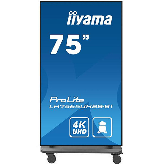 TOTEM AFFICHAGE DYNAMIQUE 75" 4K UHD AVEC ROULETTES 24/7 LH7565UHSB AVEC ROULETTES