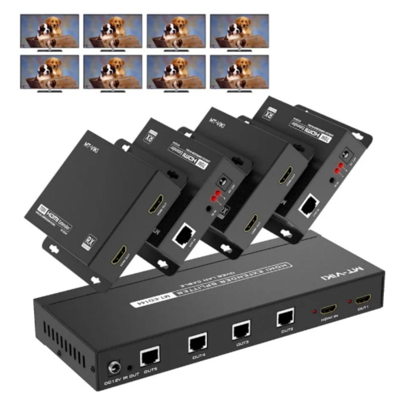 HDMI 2.0 EXTENDER SPLITTER Répartiteur D'extension HDMI sur CAT6/7 1X4 1×8 MT-ED144