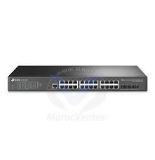 Tplink JetStream™ 24-Port Gigabit L2+ Managed Switch with 4 SFP SlotsPORT: 24× Gigabit RJ45 Ports, 4× Gigabit SFP Slots, RJ45/Micro-USB Console PortSPEC: 1U 19-inch Rack-mountable Steel CaseFEATURE: Integration with Omada SDN Controller, Static Rout TL-SG