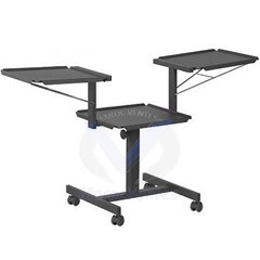 Table à Roulettes en Métal Noire avec 3 Etagères